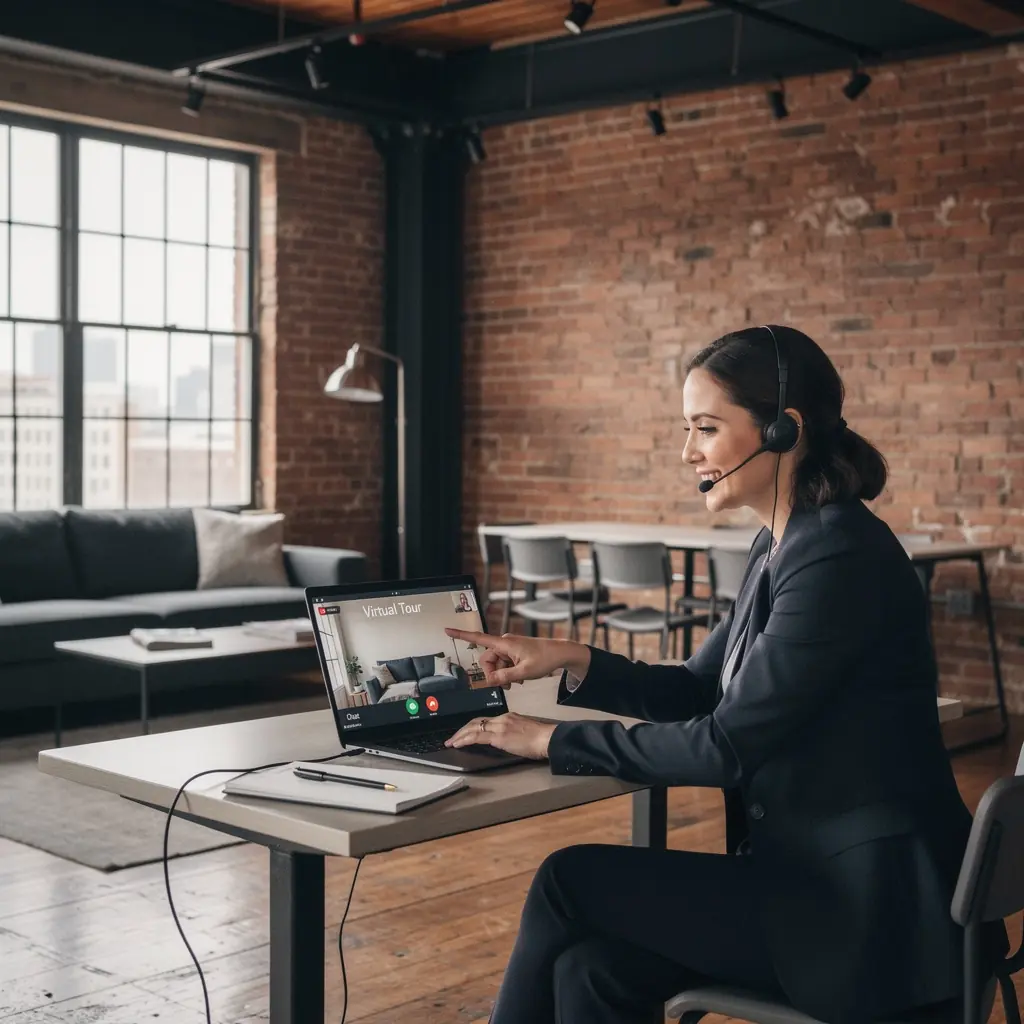 Консультант по покупке недвижимости обсуждает детали сделки с клиентом.