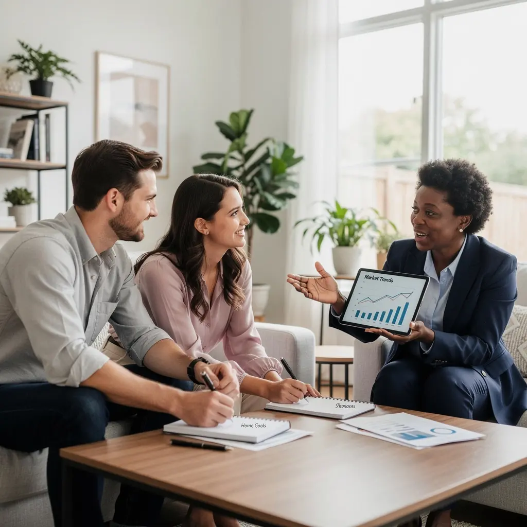 Счастливая семья в новом доме с ключами в руках, готовая к переезду.